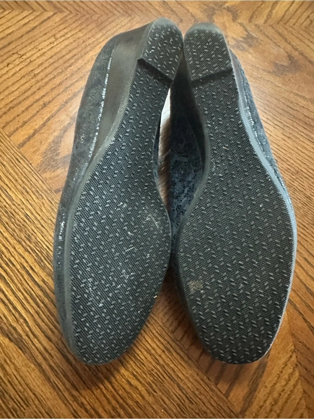 SAS Women’s Navy Embossed Leather Wedge Slip Ons